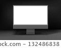 Modern monitor in dark interior. 3d vector mockup 132486838