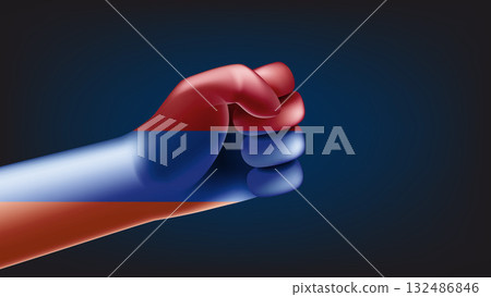 Fist with flag of Armenia. 3d vector illustration Fist with flag of Armenia. 3d vector illustration 132486846