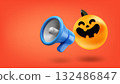 Laughing pumpkin with Loudspeaker. 3d vector illustration 132486847