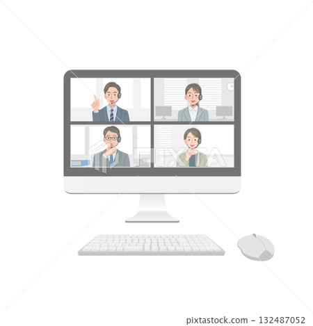 線上會議期間的電腦螢幕 132487052