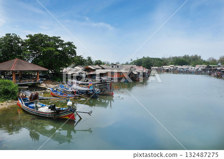 Fishing village in southern Thailand 132487275