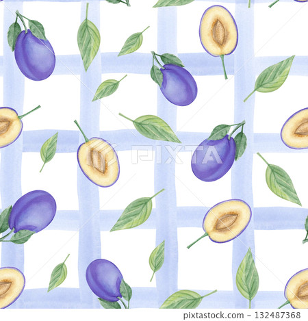Watercolor plum seamless pattern Watercolor plum seamless pattern 132487368