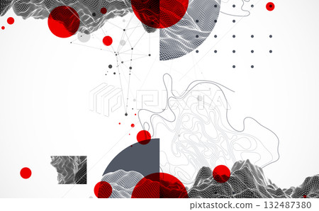 Abstract composition with wireframe art elements. Vector Abstract composition with wireframe art elements. Vector 132487380