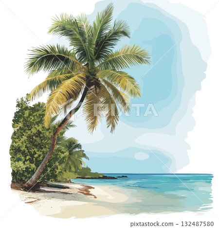 Morrocoy National Park. Morrocoy National Park hand drawn watercolor illustration Morrocoy National Park. Morrocoy National Park hand drawn watercolor illustration 132487580