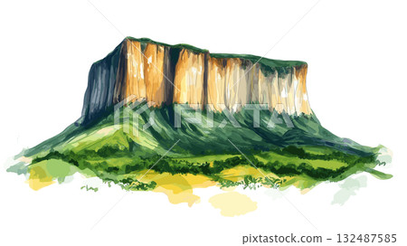 Mount Roraima. Mount Roraima hand drawn watercolor illustration Mount Roraima. Mount Roraima hand drawn watercolor illustration 132487585