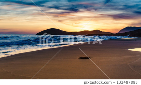 Sunset over sea, Calblanque beach, spain Sunset over sea, Calblanque beach, spain 132487883