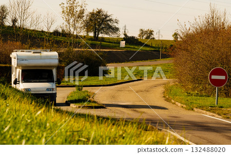 Camper car on roadside 132488020
