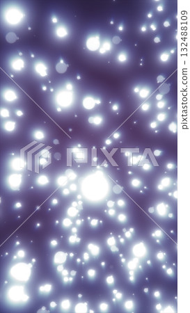 Abstract glowing white light particles floating in cosmic starfield 132488109