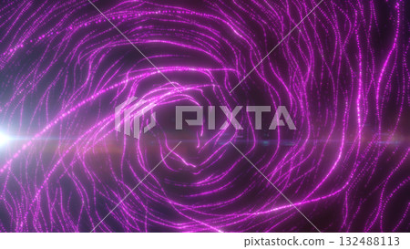 Abstract magenta tunnel of glowing lines and dots flowing in a swirling vortex motion 132488113