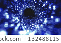 Futuristic glowing blue light tunnel with particles forming an infinite vortex effect 132488115