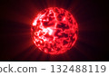 Intense red glowing plasma sphere with fiery energy patterns 132488119