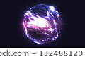Bright violet energy orb glowing in darkness, symbolizing power, mysticism, and futuristic energy flow 132488120