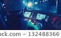 Train operator navigating subway tunnel from cockpit 132488366