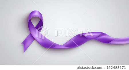 Purple awareness ribbon symbolizing support for causes Purple awareness ribbon symbolizing support for causes 132488371