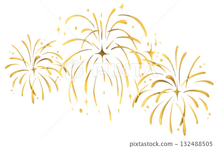 Watercolor illustration of Golden Fireworks 132488505