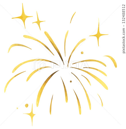 Watercolor illustration of Golden Fireworks Watercolor illustration of Golden Fireworks 132488512