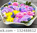 Vividly colored flower water basin 132488612