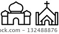 清真寺和教堂的圖標向量插圖。 132488876