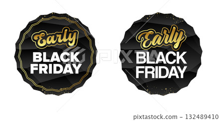 Early Black Friday SALE black and golden sticker set isolated on white. Early black friday Price sale sticker, sale sticker, price tag, sale or discount sticker, badge set, shopping label png Early Black Friday SALE black and golden sticker set isolated on white. Early black friday Price sale sticker, sale sticker, price tag, sale or discount sticker, badge set, shopping label png 132489410