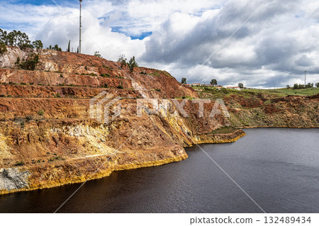 The abandoned Mine in Minas de Sao Domingos Village in Alentejo Portugal. The abandoned Mine in Minas de Sao Domingos Village in Alentejo Portugal. 132489434