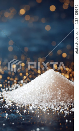 Captivating mound of sugar on a glittering surface Captivating mound of sugar on a glittering surface 132489972