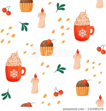 autumn pattern with drinks autumn pattern with drinks 132490274