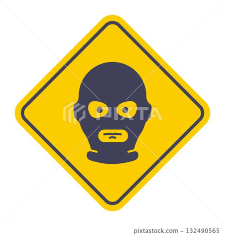 Black balaclava head cover icon. Black balaclava head cover icon. 132490565