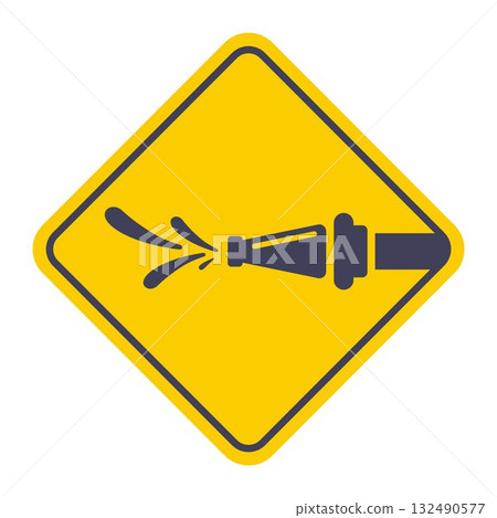 Icon of a hose with water for watering a lawn. 132490577