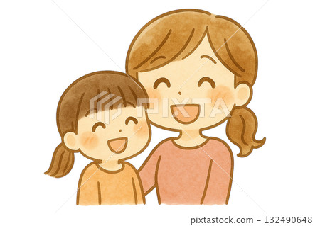 [家庭]媽媽和女兒的插圖 132490648