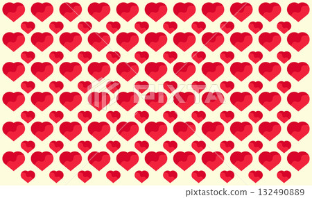 Red Heart Grid Abstract Pattern of Uniform Love Symbols 132490889