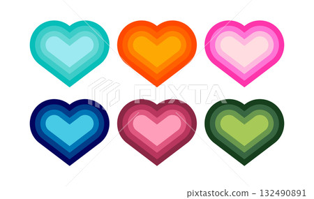 Gradient Heart Set Abstract Multicolor Layered Love Icons Gradient Heart Set Abstract Multicolor Layered Love Icons 132490891