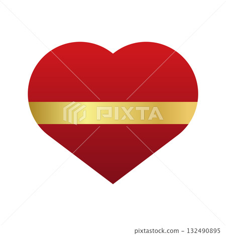 Red Heart with Gold Band Gradient Love Symbol Design Red Heart with Gold Band Gradient Love Symbol Design 132490895