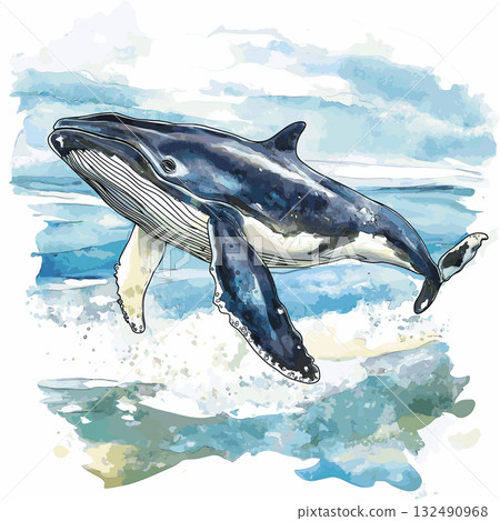 Puerto Madryn. Puerto Madryn hand drawn watercolor illustration 132490968