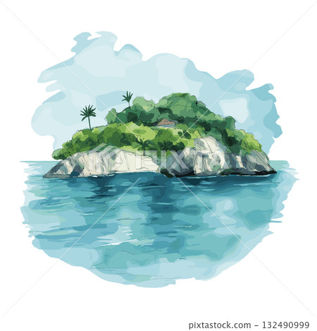 Rosario Islands. Rosario Islands hand drawn watercolor illustration Rosario Islands. Rosario Islands hand drawn watercolor illustration 132490999