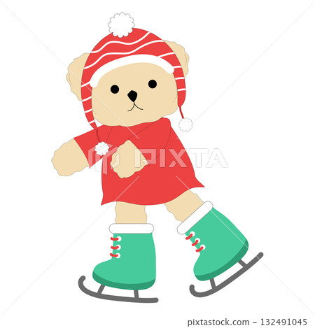 Cute Teddy Bear Ice Skating Clipart, Cozy Winter Sport and Holiday Fun Graphic Cute Teddy Bear Ice Skating Clipart, Cozy Winter Sport and Holiday Fun Graphic 132491045