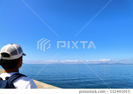 View from the coast of Obama, Unzen City. Boy View from the coast of Obama, Unzen City. Boy 132491053