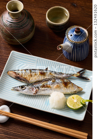鹽烤秋刀魚 132491620