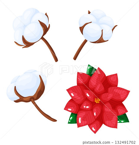 Christmas Cotton and Poinsettia Set 132491702
