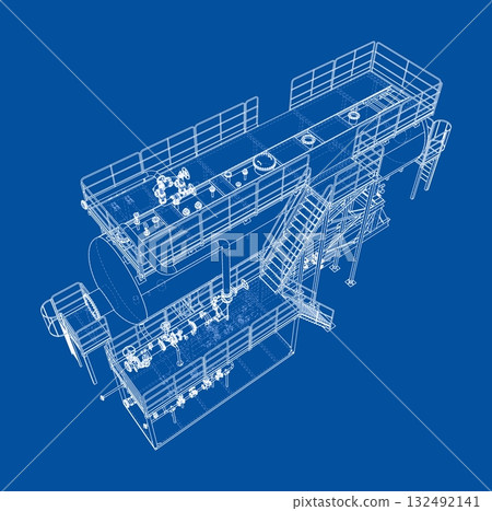 Industrial Structure Blueprint. Vector 132492141