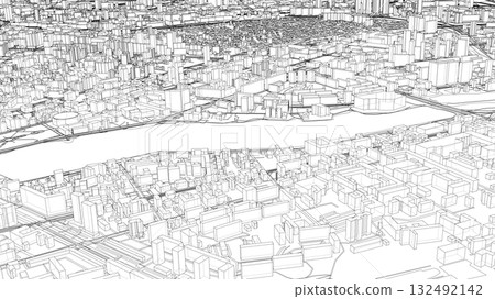 Urban modern landscape. Vector rendering of 3d 132492142