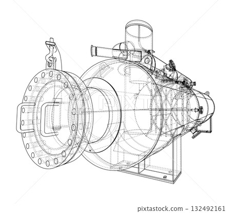 Industrial Equipment Wireframe Design. Vector Industrial Equipment Wireframe Design. Vector 132492161