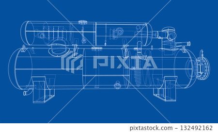 Industrial Equipment Blueprint. Vector Industrial Equipment Blueprint. Vector 132492162