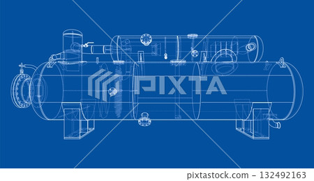 Industrial Tank Blueprint. Vector Industrial Tank Blueprint. Vector 132492163