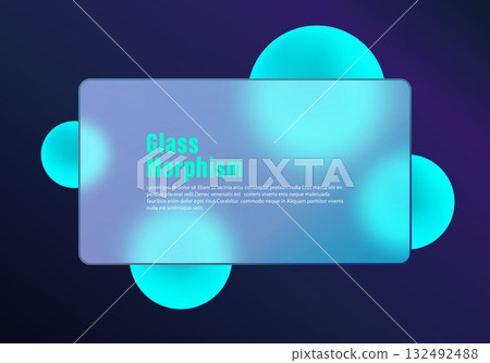 Futuristic glass morphism style interface panel on a dark gradient background with bright blue neon spheres for web design and modern UX projects. Futuristic glass morphism style interface panel on a dark gradient background with bright blue neon spheres for web design and modern UX projects. 132492488