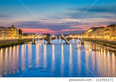 Ponte Alla Carraia and Sunset 132493271
