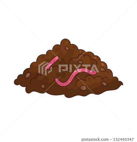 illustration of Soil with Worm illustration of Soil with Worm 132493347