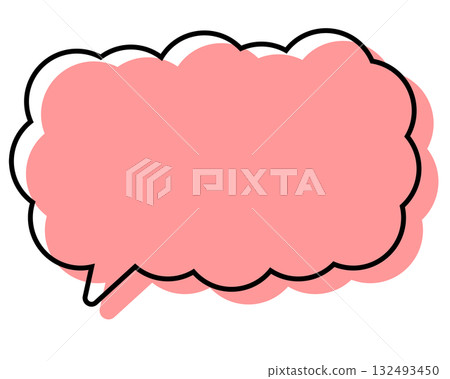 A simple speech bubble with misaligned lines, a long, thin cloud shape A simple speech bubble with misaligned lines, a long, thin cloud shape 132493450