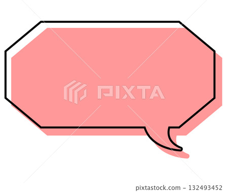 A simple, misaligned speech bubble in a long, octagonal shape A simple, misaligned speech bubble in a long, octagonal shape 132493452