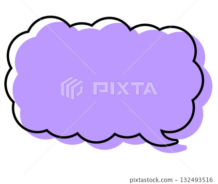 一個簡單的對話框，線條錯位，呈現細長的雲朵形狀。 132493516