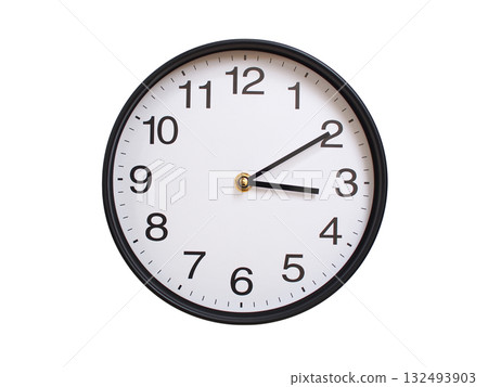 Round wall clock showing 03:10 or 15:10 isolated on white background. Concept of time, punctuality, deadline, or beginning of a new day. Round wall clock showing 03:10 or 15:10 isolated on white background. Concept of time, punctuality, deadline, or beginning of a new day. 132493903